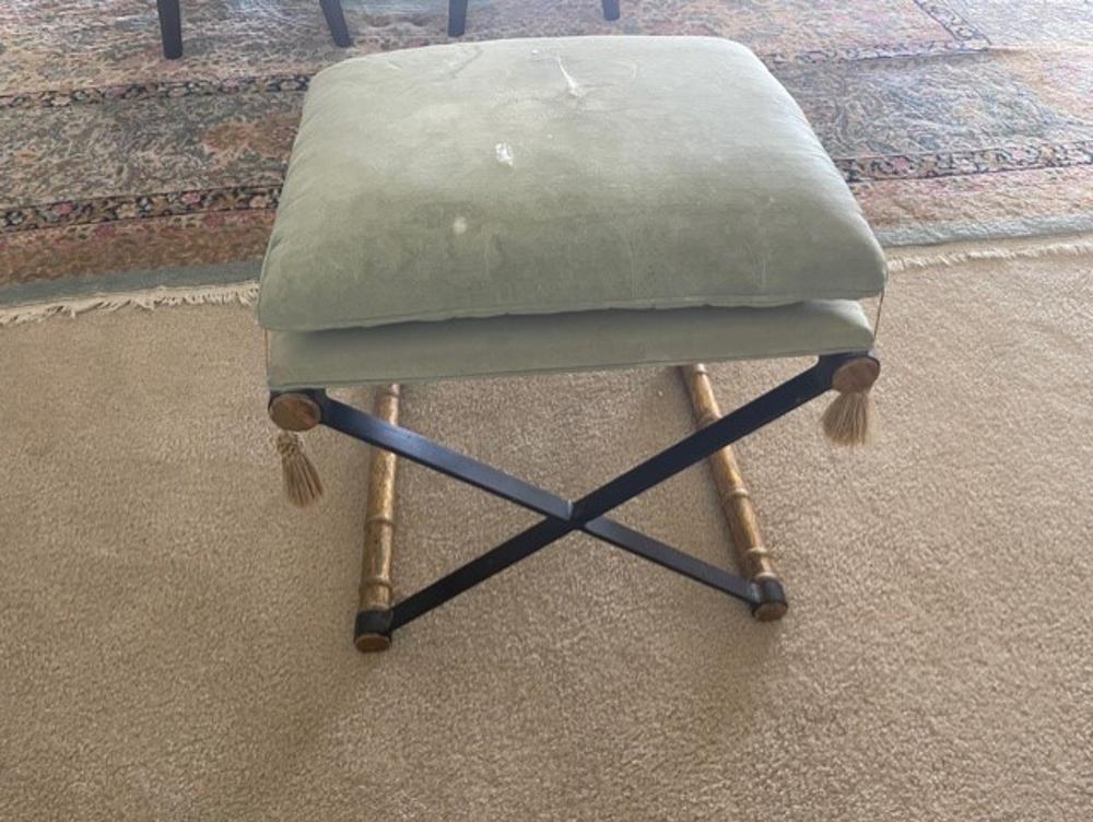 19thC Neoclassical-Style X-Form Upholstered Stool (1 of 1)