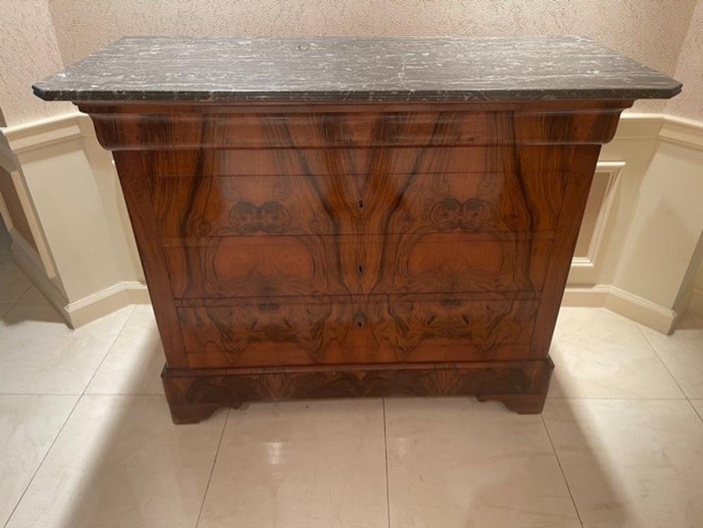 19thC Louis Philippe Marble Top Walnut Commode (1 of 1)