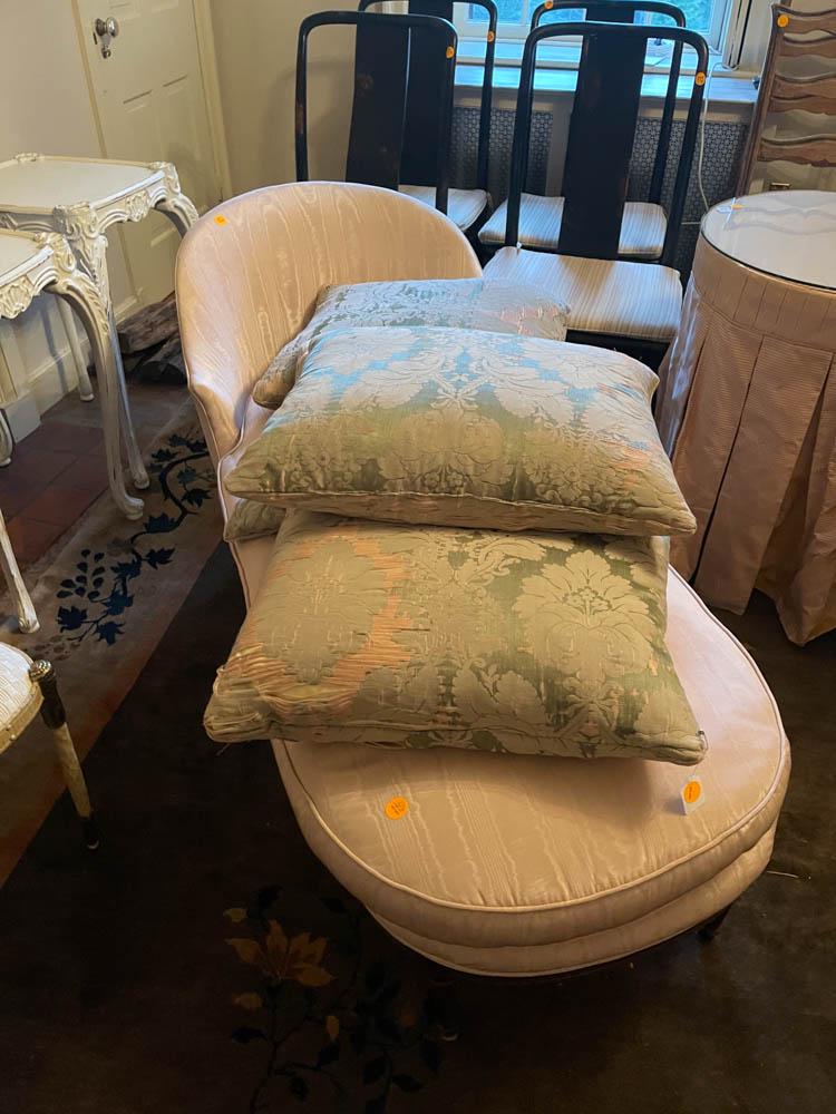 Antique French Chaise Longue with Fortuny Pillows (1 of 2)