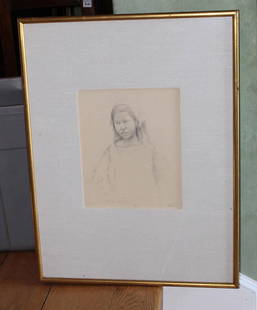 Raymond Han, Pencil Drawing, Signed: Raymond Han, pencil drawing, signed, 11" x 9", framed 25" x 19".