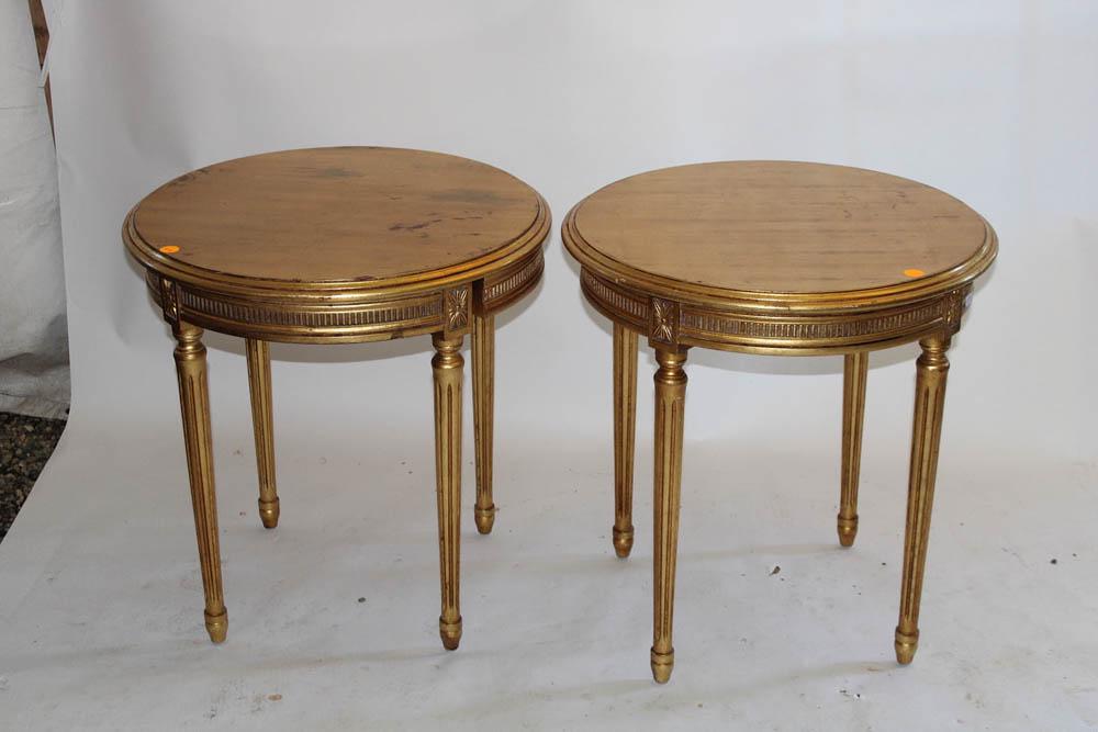 Pair of French Regency Style Round Tables (1 of 1)