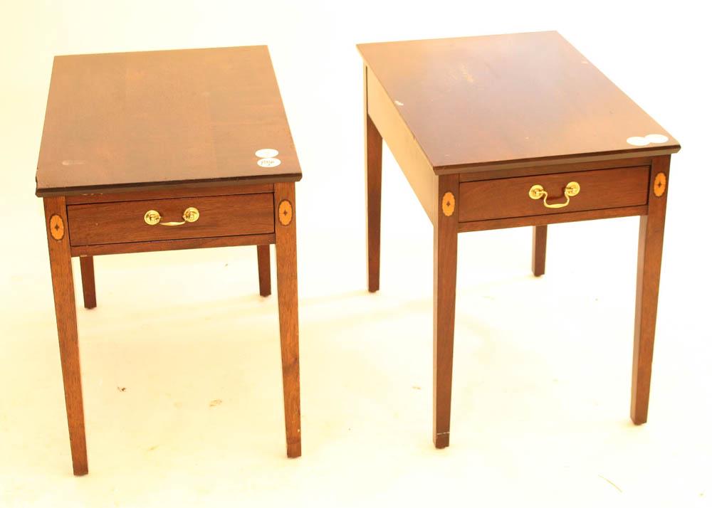Pair of Inlaid Mahogany Side Tables (1 of 4)