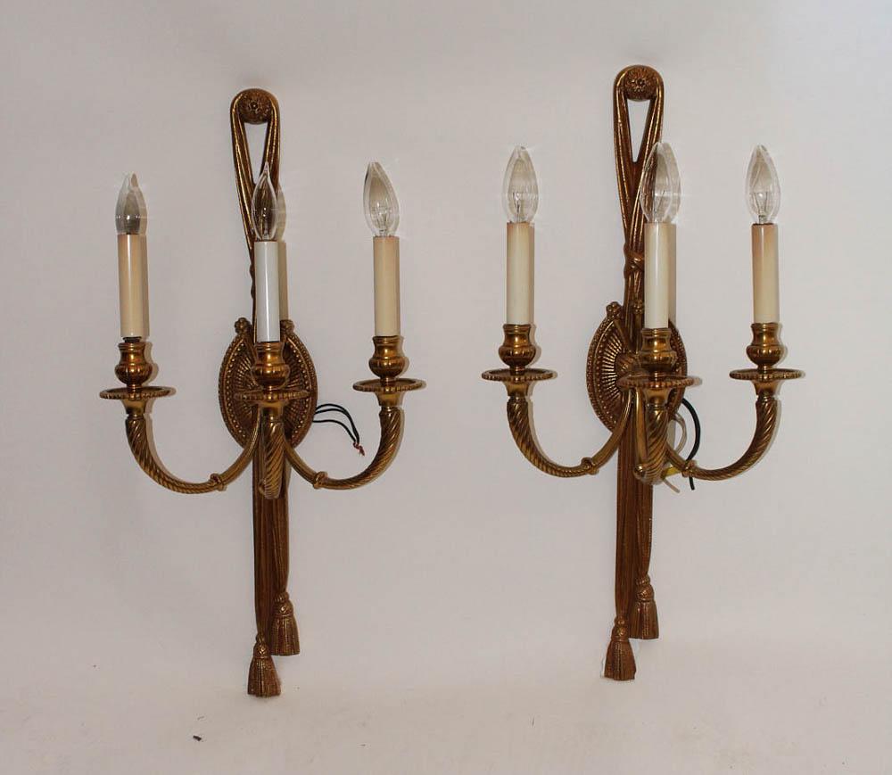 Pair of Bronze 3-Light Sconces (1 of 3)