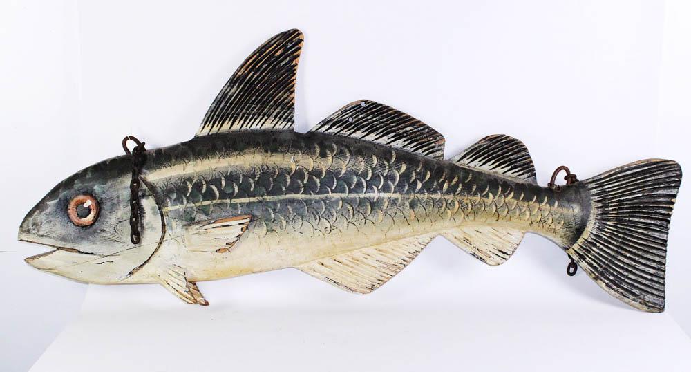 Large Carved and Paint-Decorated Fish (1 of 5)