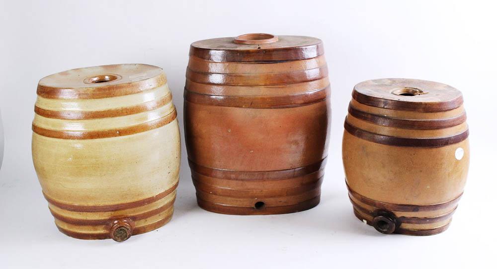 Group of Oval Banded Salt Glaze Spirit Barrels (1 of 9)