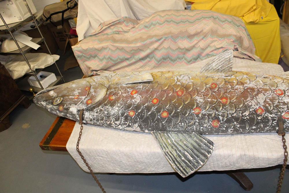 Large Carved Wood Paint-Decorated Fish (1 of 5)