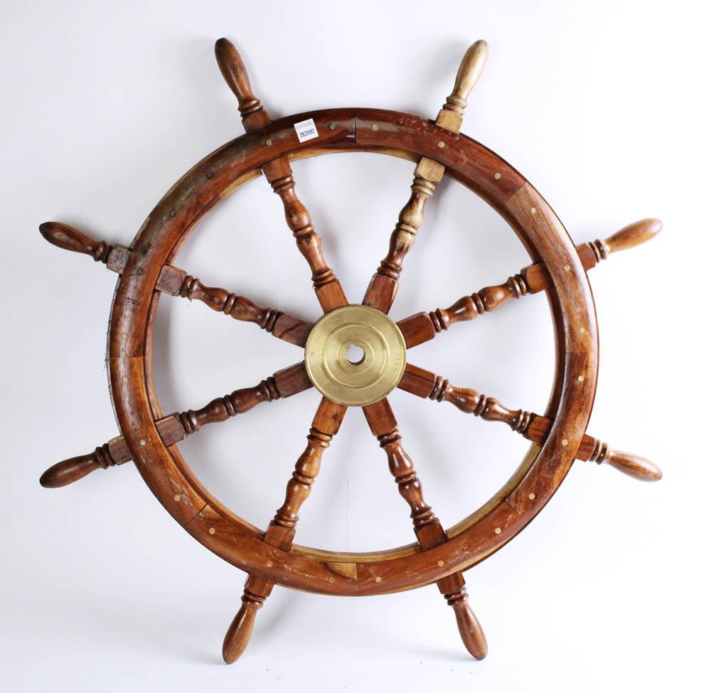 Wooden Ship Wheel with Brass Hub (1 of 5)