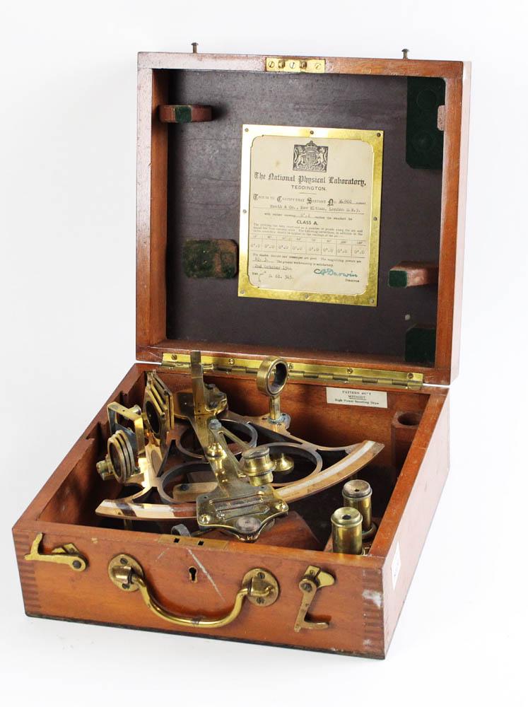 English Brass Sextant in Wood Case, Heath & Co. (1 of 7)