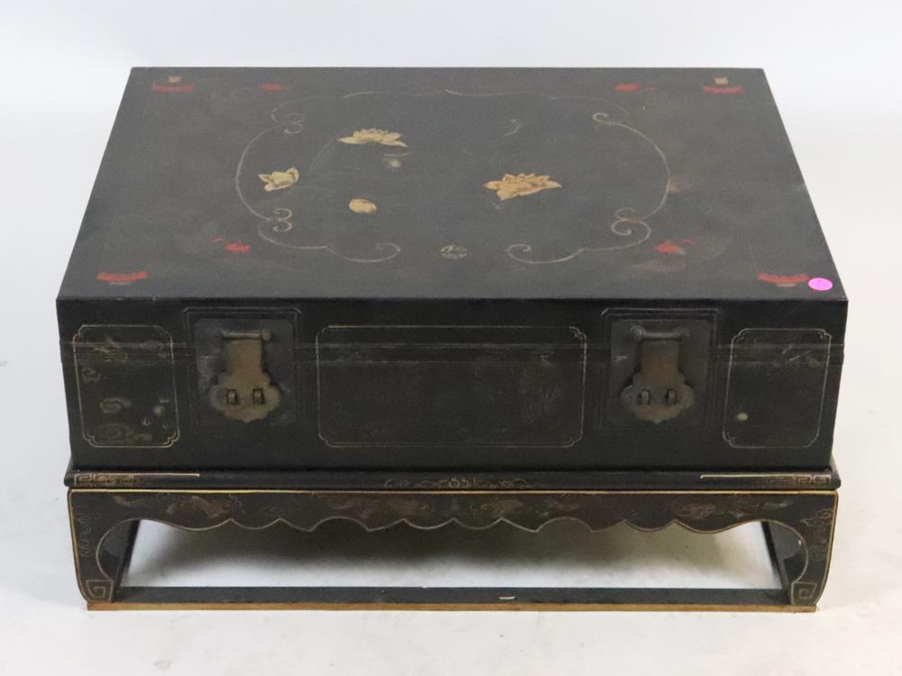 Chinese Lacquered Chest on Stand (1 of 7)