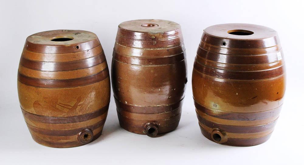 Group of Banded Salt Glaze Spirit Barrels (1 of 6)