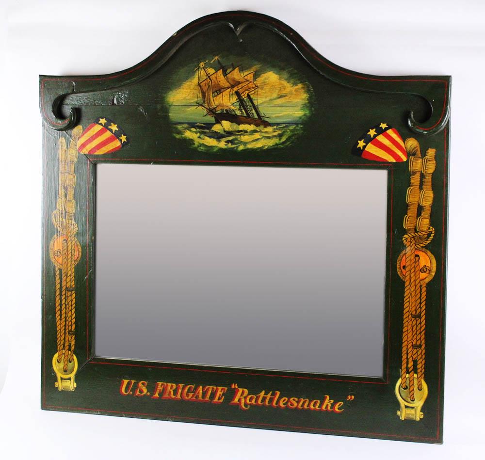 Mirror, Frame Decorated U.S. Frigate Rattlesnake (1 of 5)