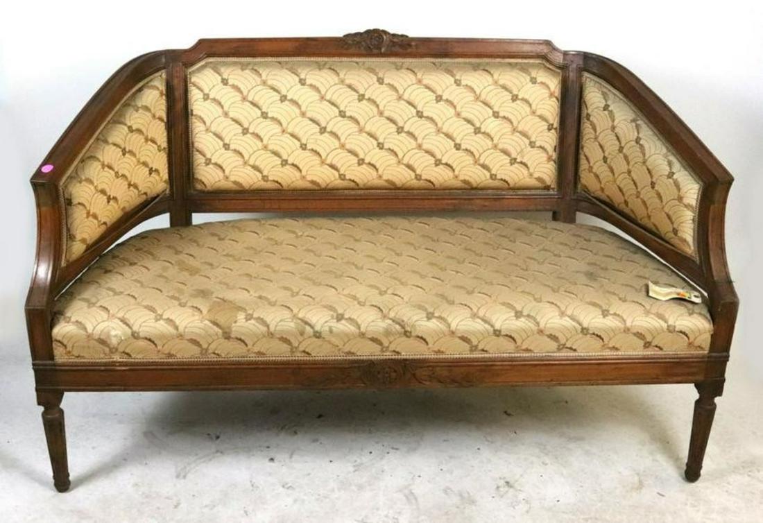 Louis XVI Style Carved Walnut Settee (1 of 2)