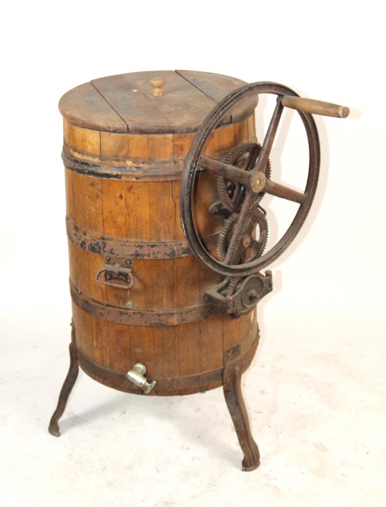 Antique Continental Banded Oak Butter Churn (1 of 9)
