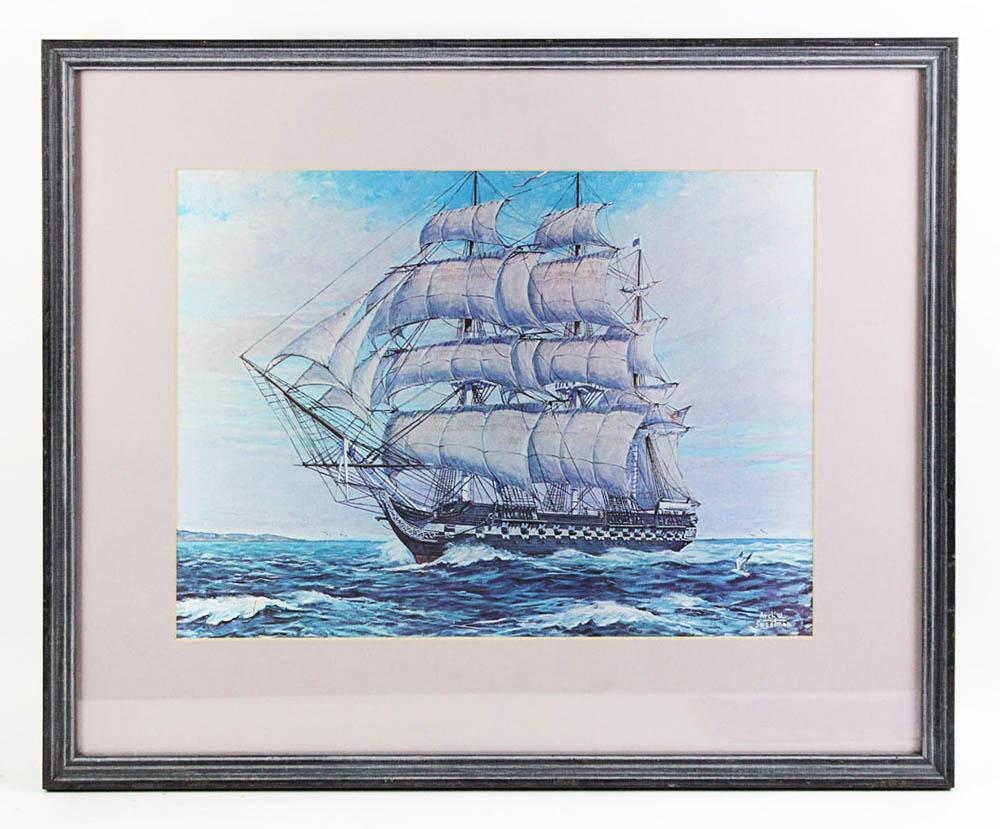 Offset Lithograph of Sailing Ship (1 of 4)