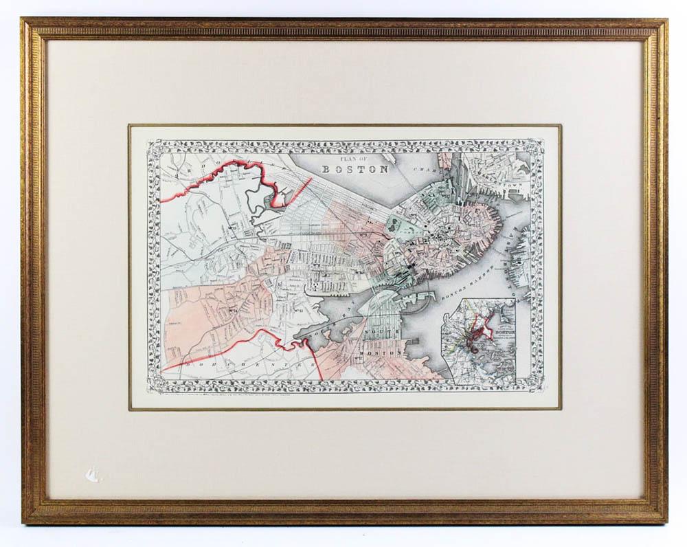 Giclee Print of Circa 1870 Map, Plan of Boston (1 of 5)