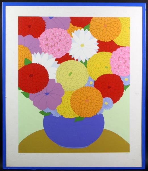 Gorstan, Flowers in a Vase, Woodblock Print: Terry Gorstan, Flowers in a Vase, woodblock print, 28/90, 18"h x 22"w (unframed). From the Calkins' Estate.