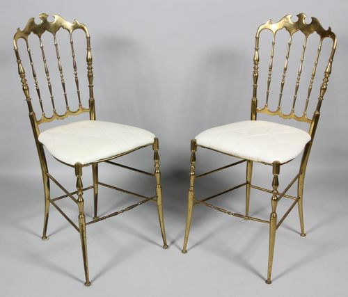 Pair of Italian Chiavari Chairs: Pair (2) of 1950's Italian chiavari chairs, 34" x 15" x 15".