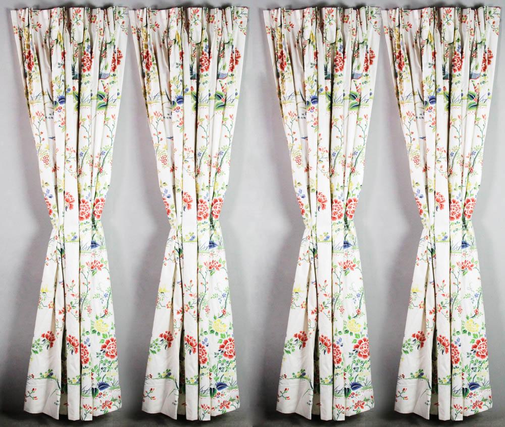 Chintz Bird and Floral Pattern Drapes (1 of 4)