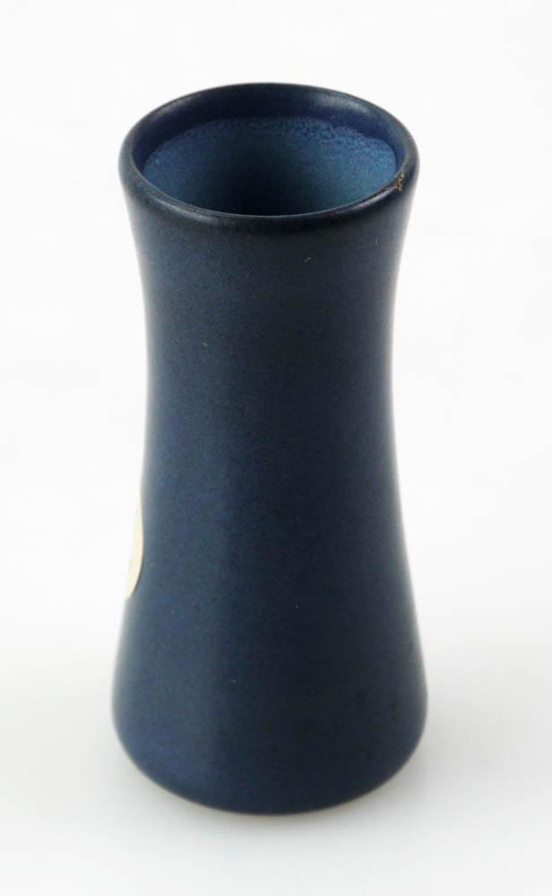 Marblehead Pottery Dark Blue Vase: Marblehead Pottery dark blue vase, 5 1/4" x 3 1/2". Provenance: Montecito, California collection.