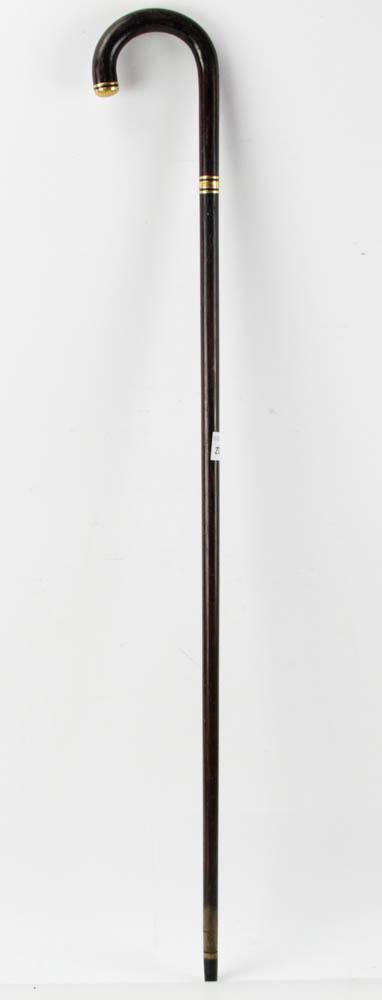 Rosewood Cane with 18k Bands, Marked Tiffany: Rosewood cane with 18k gold bands, marked Tiffany & Co., engraved "P.F.C.", 35 1/2" L. Provenance: Swampscott, Massachusetts collection.