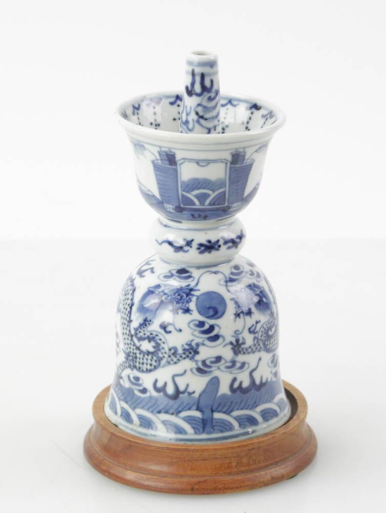 19thC Chinese Candlestick with Dragon Design (1 of 6)