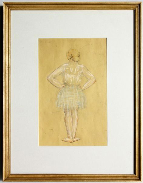 Friedman, Dancer, Pencil and Pastel Chalk: Labeled Arnold Friedman (American, 1879-1947), Dancer, pencil and pastel chalk on paper, 12" x 8" (sight), 19 1/4" x 15" (frame, under glass). (E4480)