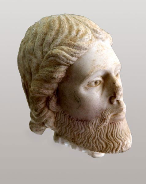 19th C. Head of Christ, Alabaster: 19th century classical head of Christ, alabaster, 5" x 3 1/2" x 3". (E1032)