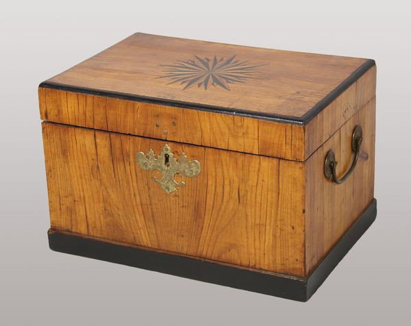 18th C. Ship Captain's Nautical Box: 18th century ship captain's nautical box have compass star, inlay top, 11"h x 16 1/2"w x 11 1/2"d.