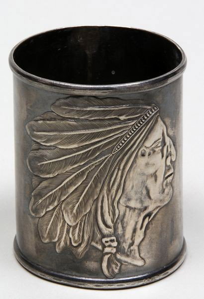 Unger Brothers Sterling Napkin Ring: Unger Bothers, sterling napkin ring, Indian motif, 2 1/2"h x 2"around.