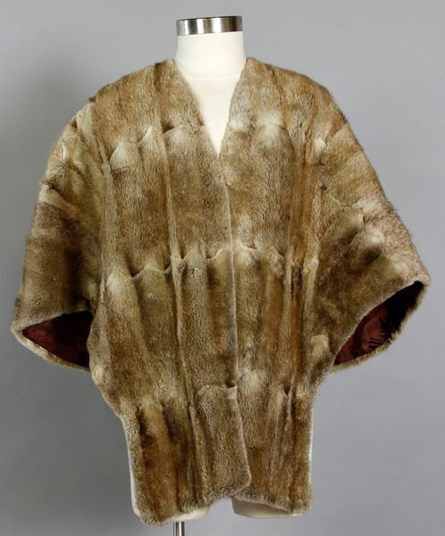 Morton's of Washington D.C. Fur Shawl: Morton's of Washington D.C., ermine or chinchilla fur shawl, rust color lining.