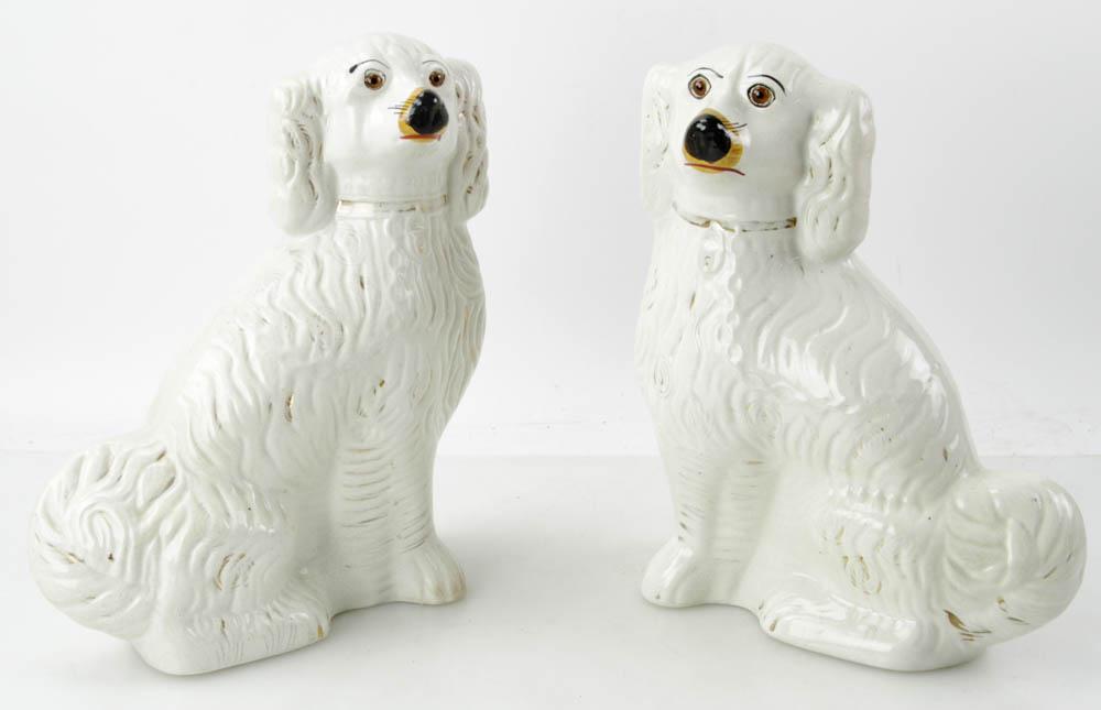 Two Staffordshire Dogs: Two Staffordshire dogs, 14" x 11 1/2". Provenance: Palm Beach, Florida estate.