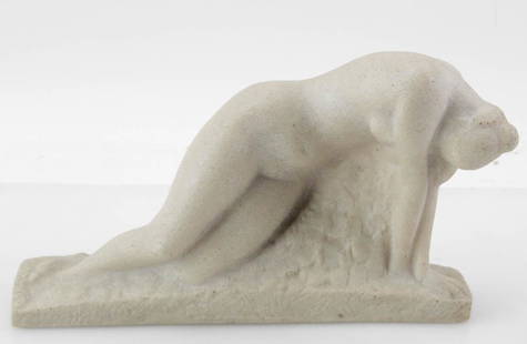 Vincent Glinsky, The Awakening, Stone Sculpture: Vincent Glinsky stone sculpture, 1960s, "The Awakening", signed on base, 7" x 12". Provenance: Danvers, Massachusetts collection.