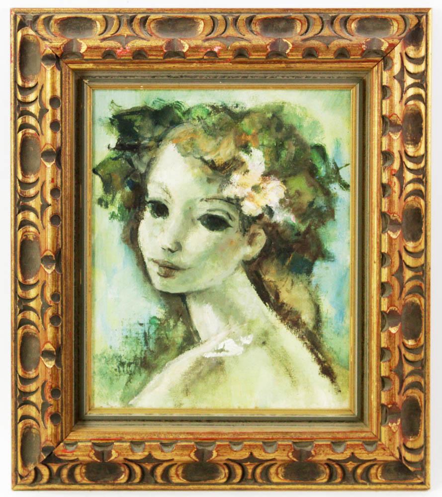 B. Sisson, Portrait of Young Girl, Oil on Canvas (1 of 6)