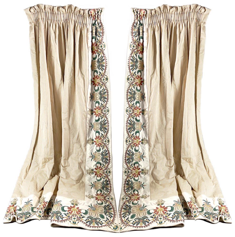 Pair of Fancy Crewel Work Draperies (1 of 7)