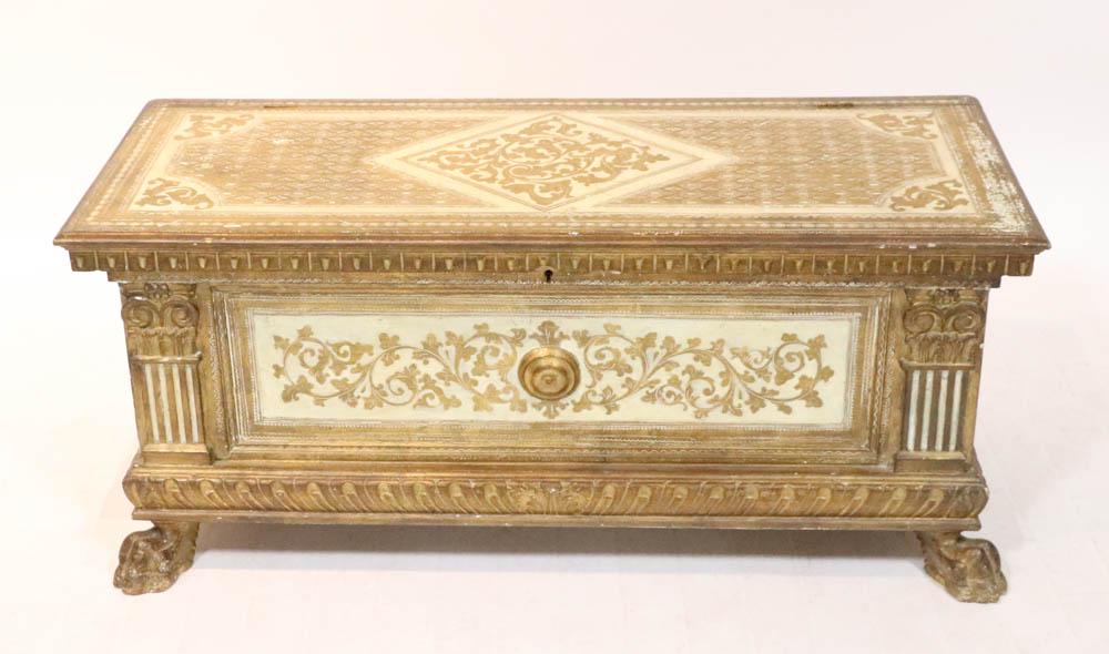 Late 19thC Italian Venetian Gold-Decorated Trunk (1 of 7)
