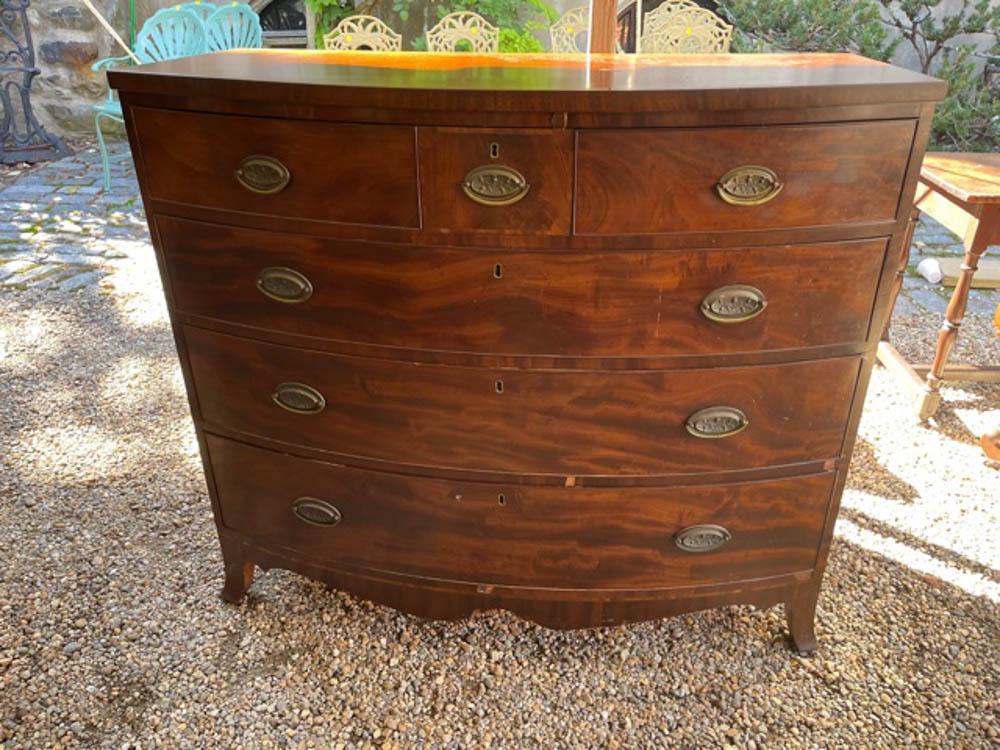 19thC English Mahogany Bow-Front Chest (1 of 2)