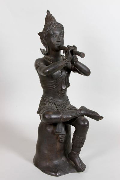 Southeast Asian Bronze Figure: Semi-antique Southeast Asian figure, bronze, 20 1/2" x 7 1/2".