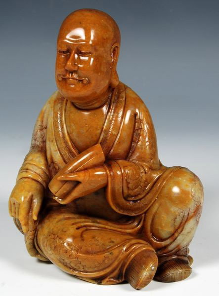 20th C. Chinese Soapstone Figure: Carved soapstone figure, China, early 20th century, of a seated man, 5 1/2"h.