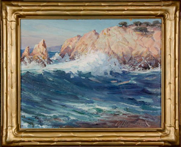 Hammond, Sunset Surf Carmel California, O/C: Arthur J. Hammond, Sunset Surf Carmel California, oil on canvas, signed lower right, 13 3/4"h x 17 3/4"w (sight), 18"h x 22"w (frame).