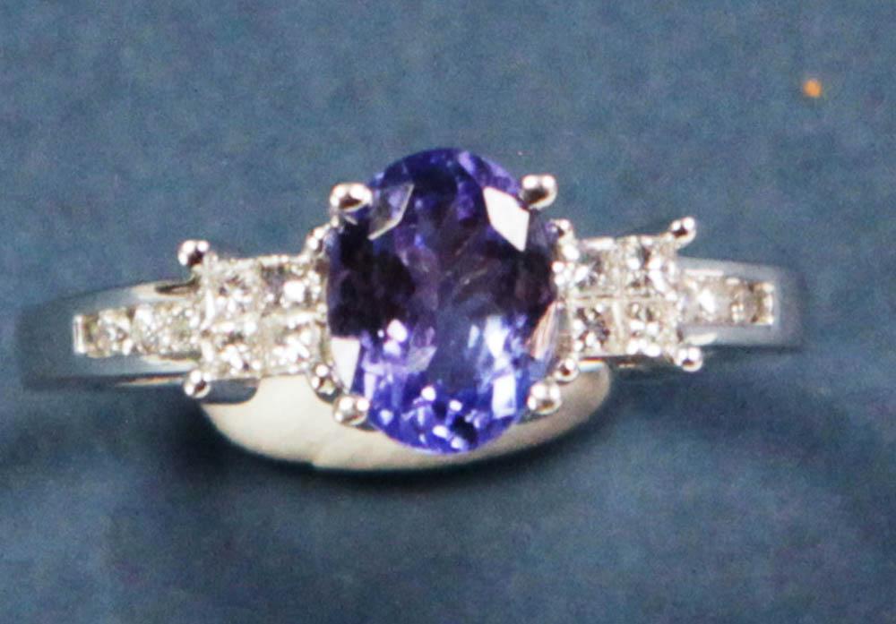 14k White Gold Diamond and Tanzanite Ring (1 of 7)