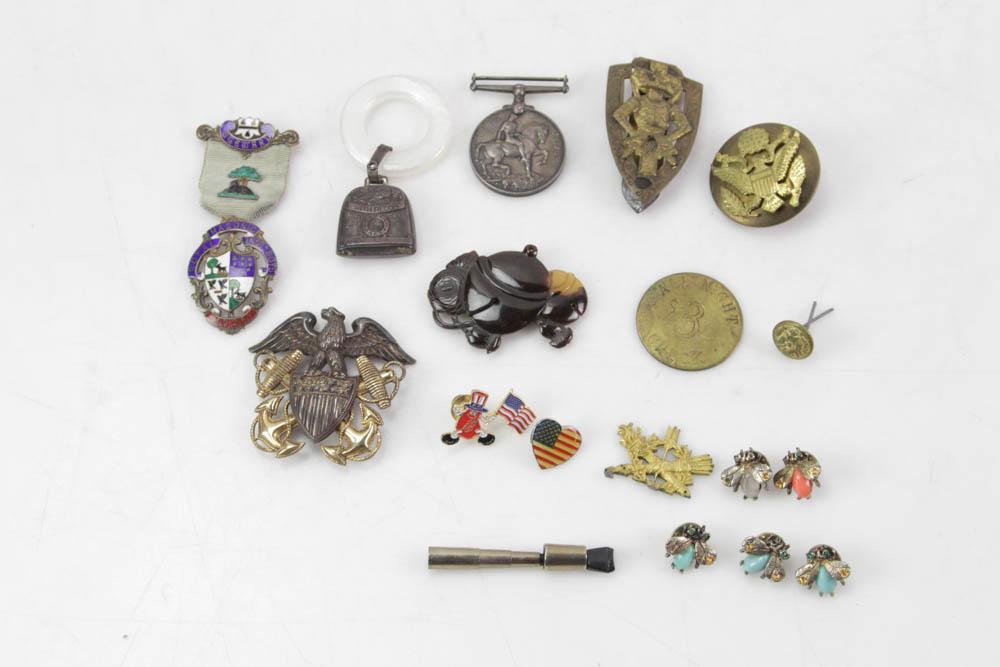 Collection of Pins, Jewelry, Masonic, WWI, etc (1 of 7)