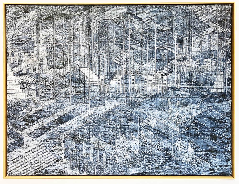 Cheryl Goldsleger Painting, Inverse Segment: Cheryl Goldsleger, "Inverse Segment", oil wax pigment on linen, dated 1987, 58" x 72". Artist's featured works: C. Grimaldis Gallery, Baltimore; in industry's leading galleries, Waterhouse & Dodd, Lon