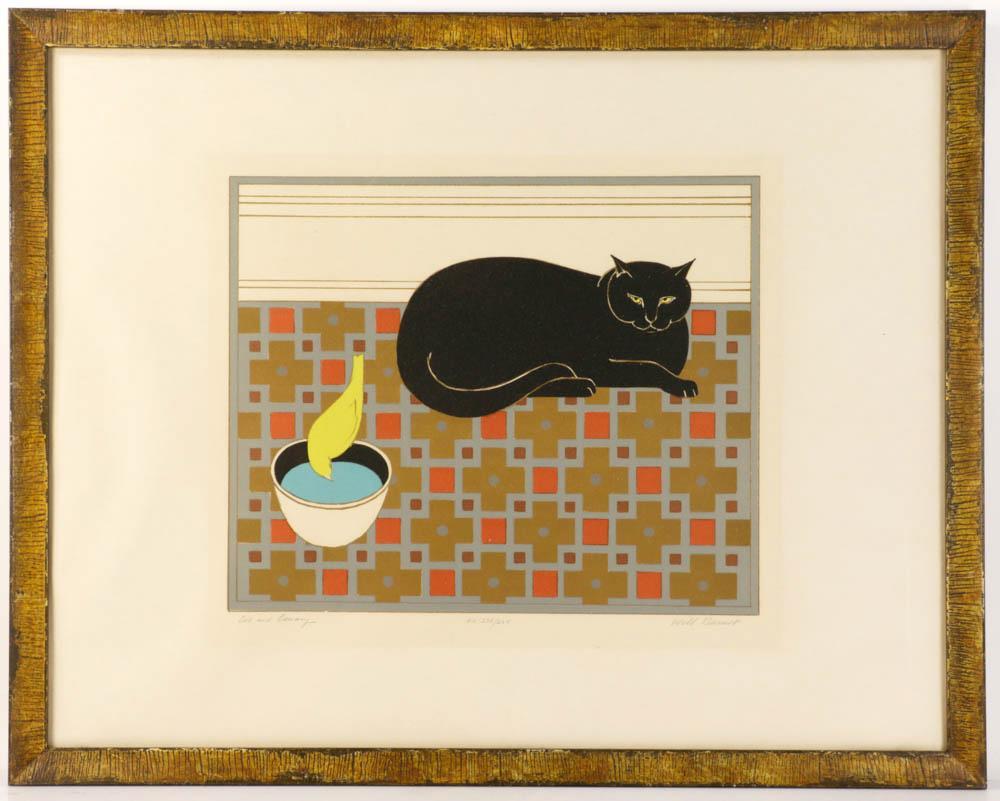 Will Barnet, Cat and Canary, Numbered Print: Will Barnet, 'Cat and Canary', print, Ed. 224/225, signed in pencil; 23" x 29", framed 25" x 32".