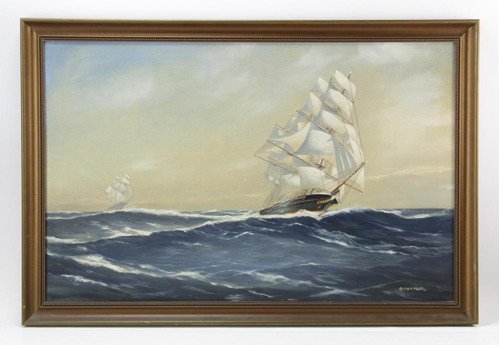 Captain B.F. Foulke, Ship, Oil on Canvas: Captain B.F. Foulke, ship , oil on canvas, 26" x 40" framed. Provenance: Rochester, Massachusetts.