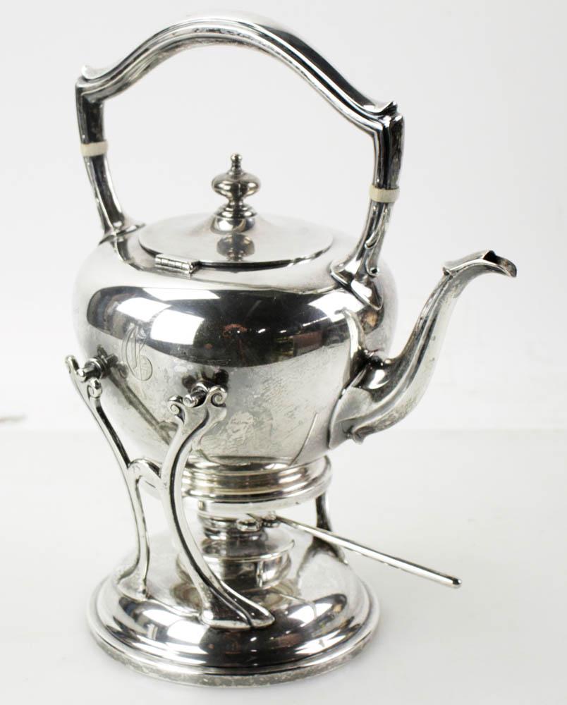 Dominick & Haff Sterling Teapot, Stand and Burner (1 of 9)