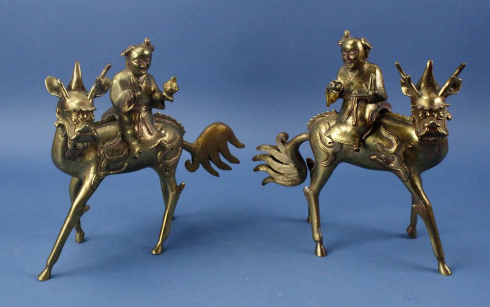 Pair of 19thC Chinese Bronze Figures (1 of 7)