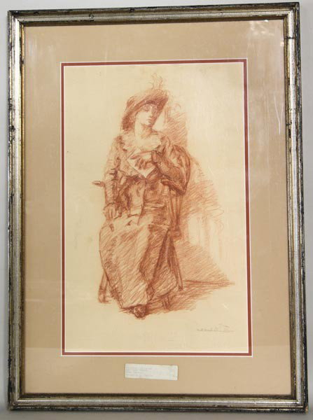Chandler, Woman, Chalk: Mildred Chandler (American School, 19th century), portrait of a woman, sanguine (red chalk) on vellum, signed lower right, 18 3/4" x 12", 26 3/8" x 19 3/8" (frame).