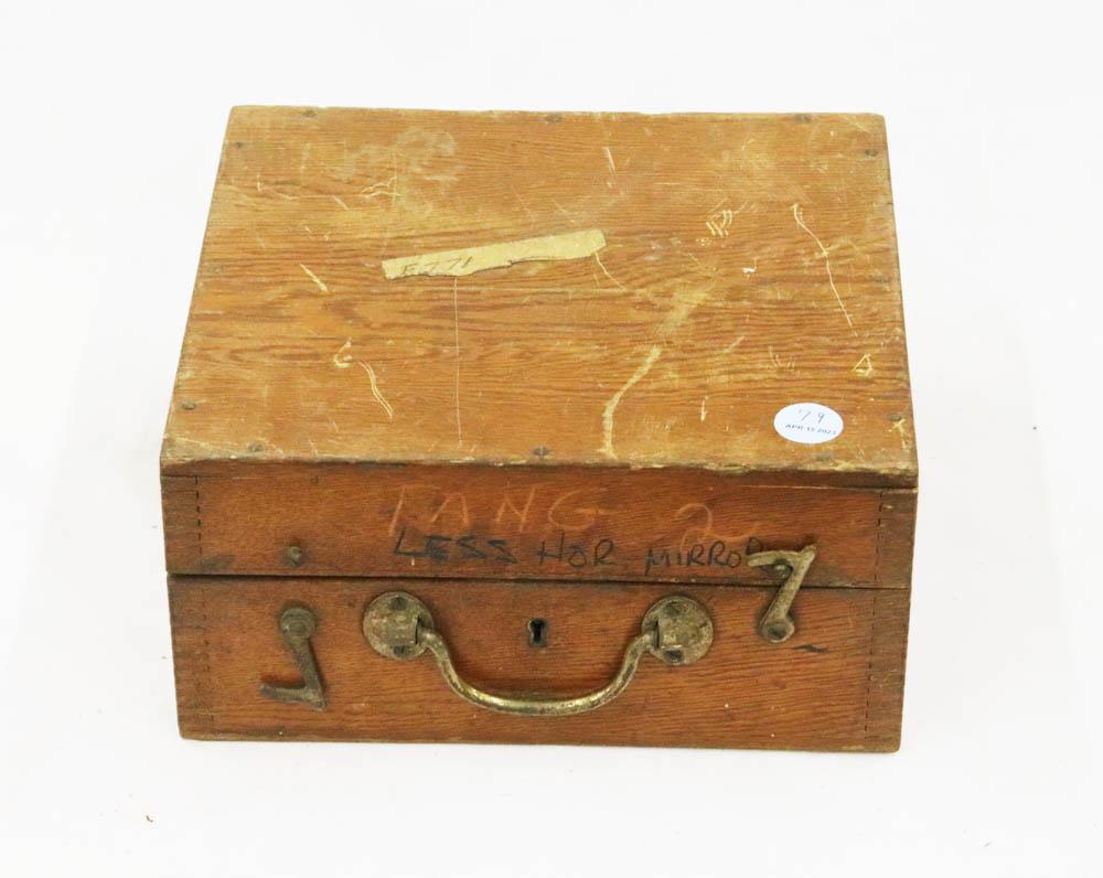 Vintage Brass Sextant, Heath & Co.: Vintage brass sextant in original case marked 'Heath & Co. London', dated 1941, case measures 5 1/2" H x 11" W x 10 1/4" D. Provenance: The Anthony Athanas Collection, from one of his celebrated resta