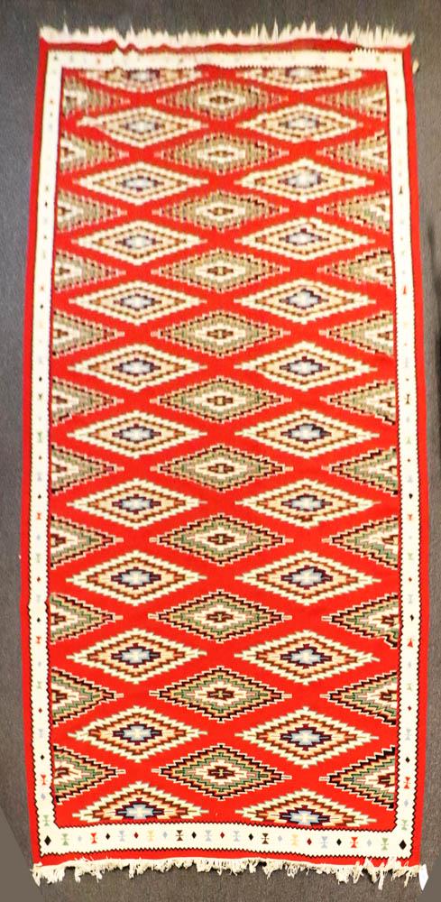 Navajo Eye Dazzler Rug: Navajo eye dazzler rug, 15' 8" x 9' 7". Provenance: The Anthony Athanas Collection, from one of his celebrated restaurants.