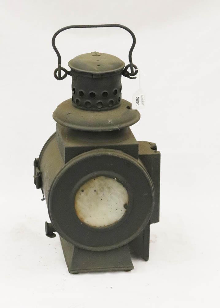 Iron Railroad Lantern: Iron railroad lantern, 17" H. Provenance: The Anthony Athanas Collection, from one of his celebrated restaurants.